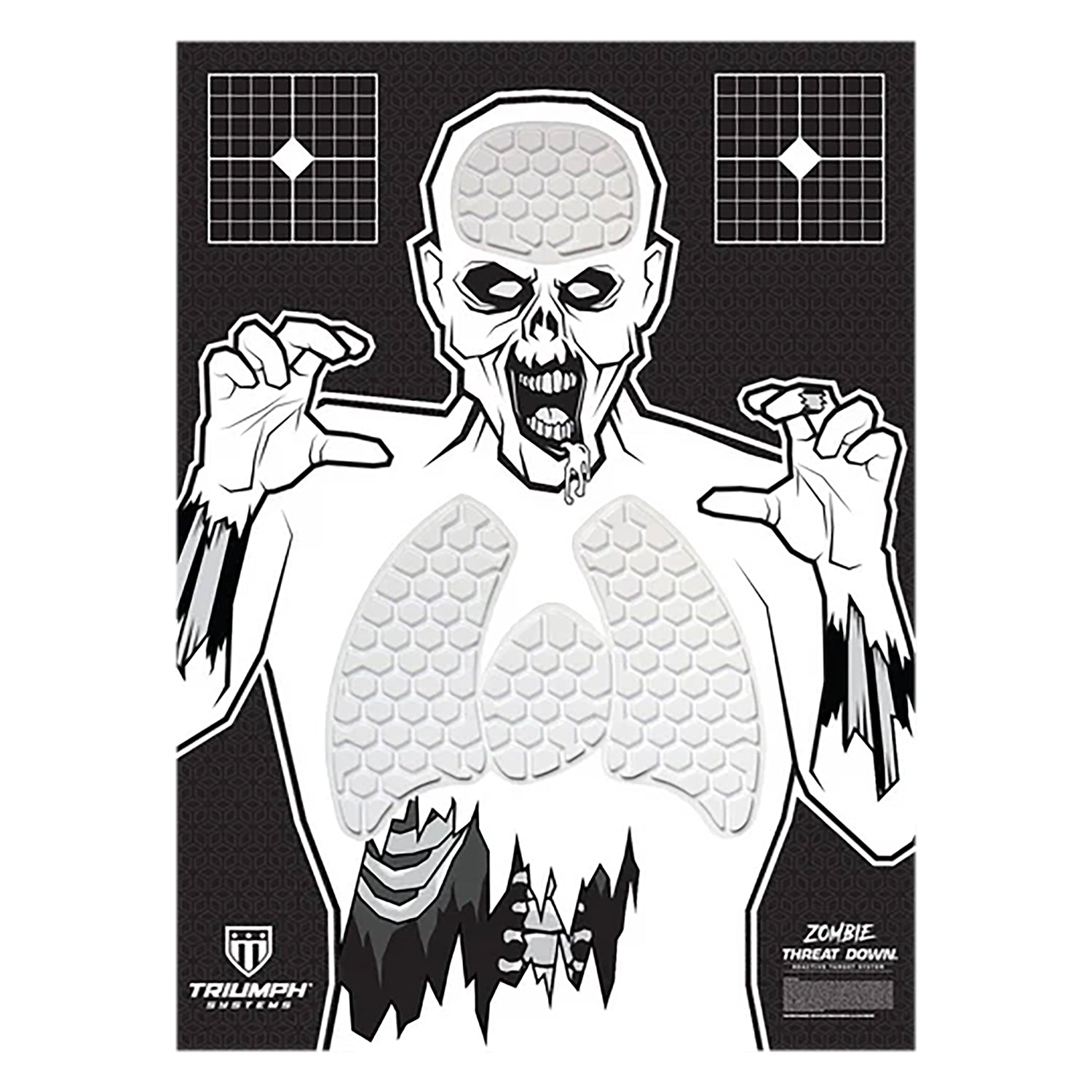 Triumph Systems Threat Down Reactive Splatter Zombie Hanging Paper Target 30"H x 22"W