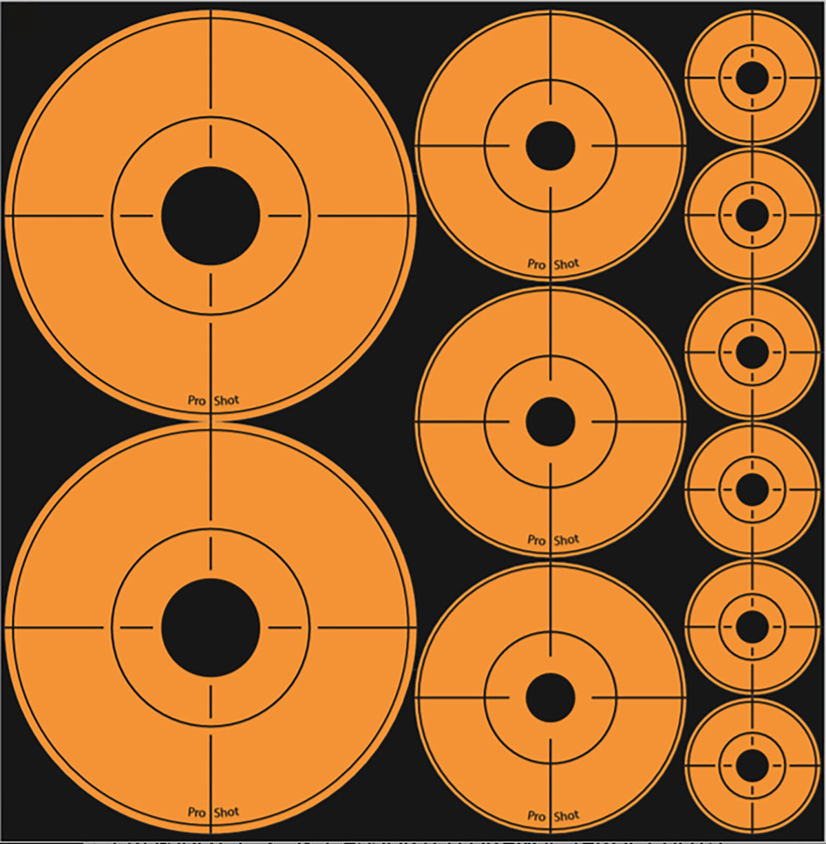 Pro-Shot ASSORTEDDOT Peel and Stick Assorted Target Dots Black/Orange 10 Pack