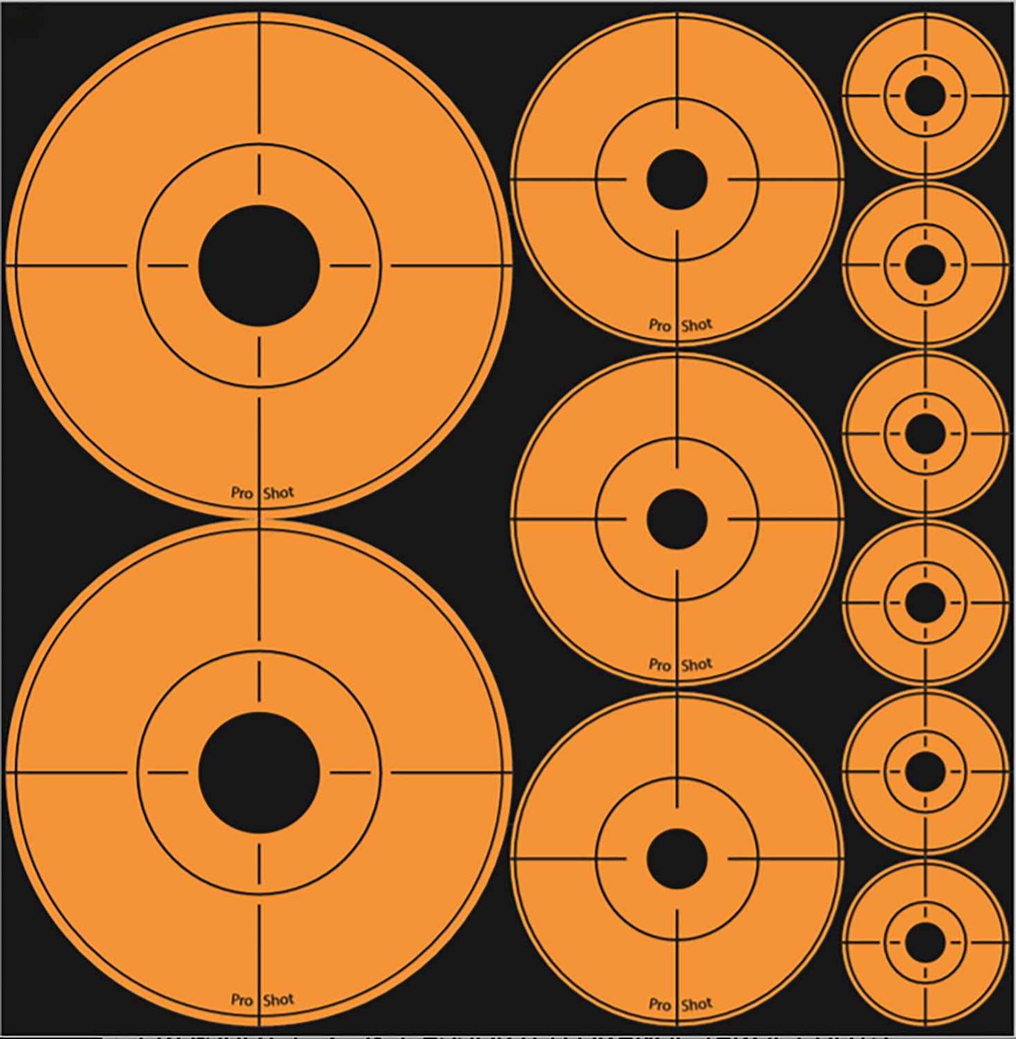 Pro-Shot ASSORTEDDOT Peel and Stick Assorted Target Dots Black/Orange 10 Pack