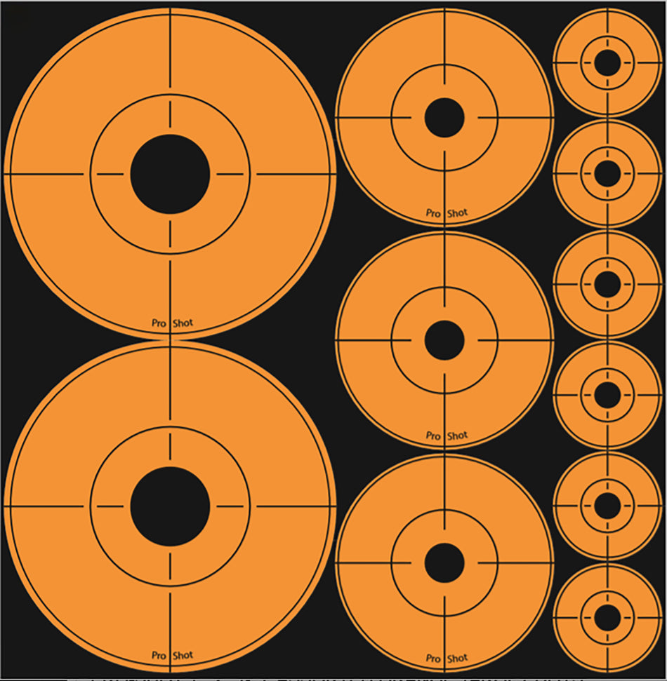 Pro-Shot ASSORTEDDOT Peel and Stick Assorted Target Dots Black/Orange 10 Pack