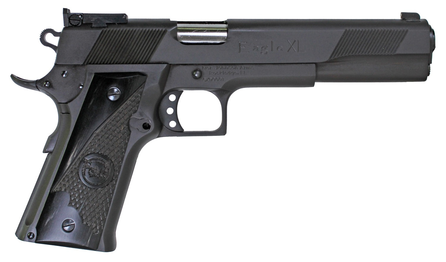 Iver Johnson Arms EAGLEXL10DS Eagle XL Full Size Frame 10mm Auto 15+1 6" Stainless Steel Barrel, Matte Black Steel Long/Serrated Slide, Black Steel Frame w/Beavertail, G10 Grip