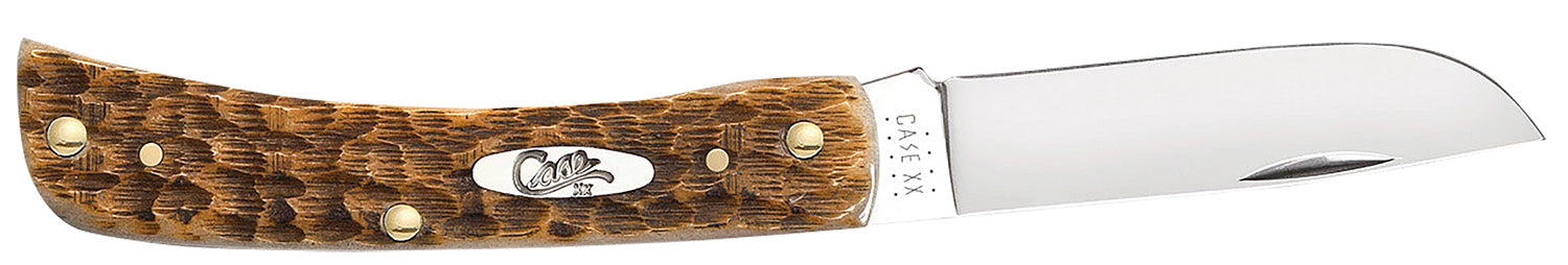 Case 00245 Sod Buster Jr. Folding Knife, Plain Blade, Peach Seed Jigged Amber Bone Handle
