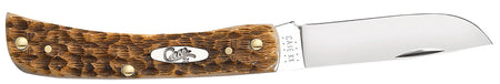 Case 00245 Sod Buster Jr. Folding Knife, Plain Blade, Peach Seed Jigged Amber Bone Handle