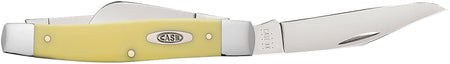 Case 00203 Large Stockman Folding Knife with Clip Point/Spey Blades, Tumble Polish Carbon Steel, Yellow Synthetic Handle