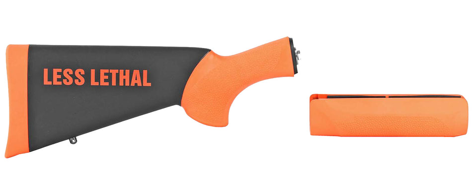 Hogue 08742 OverMolded Less Lethal Stock Black/Orange for Remington 870