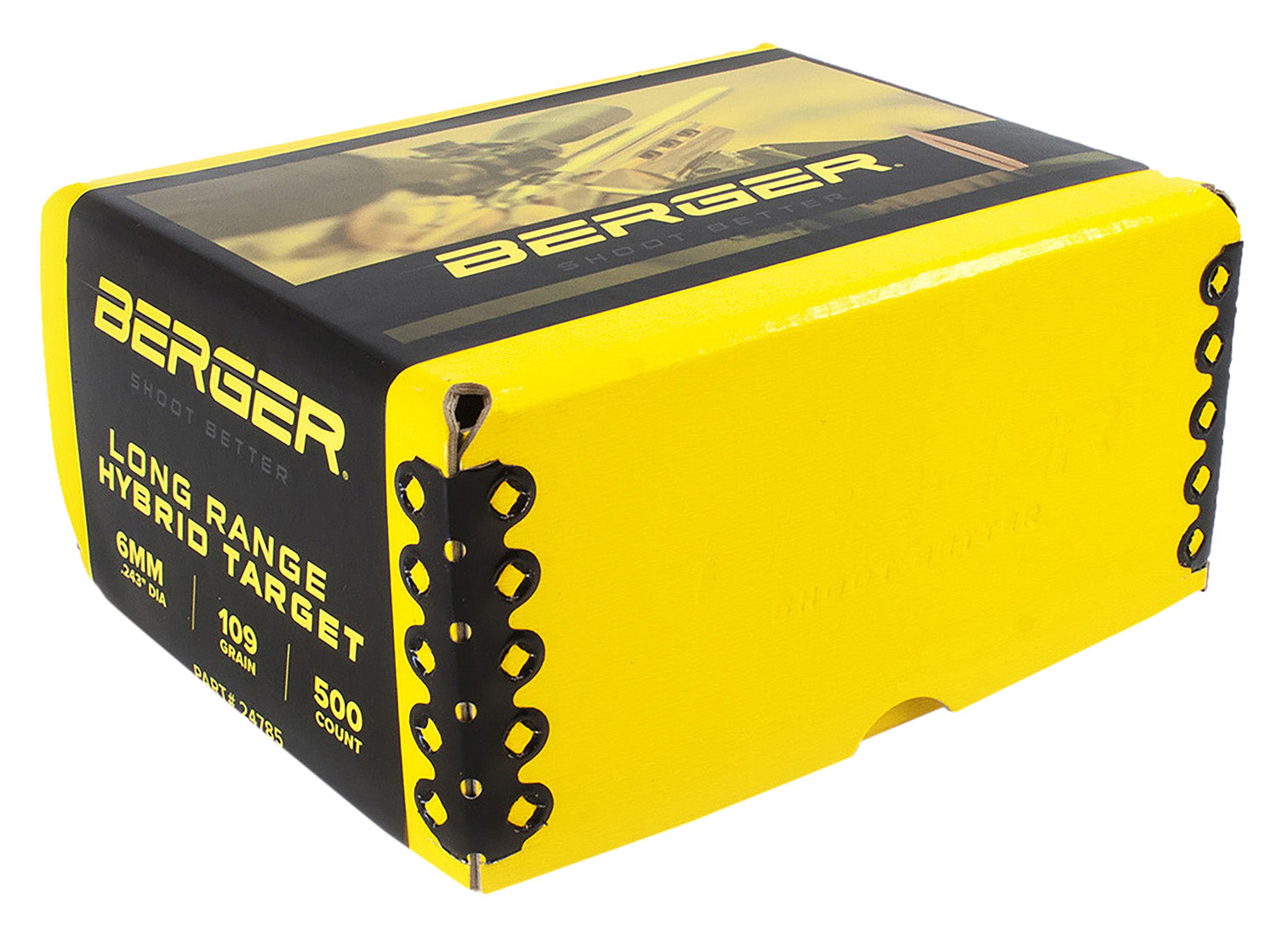 Berger 6mm 109gr LR Hybrid Target Match Grade Reloading Bullets 500/Box
