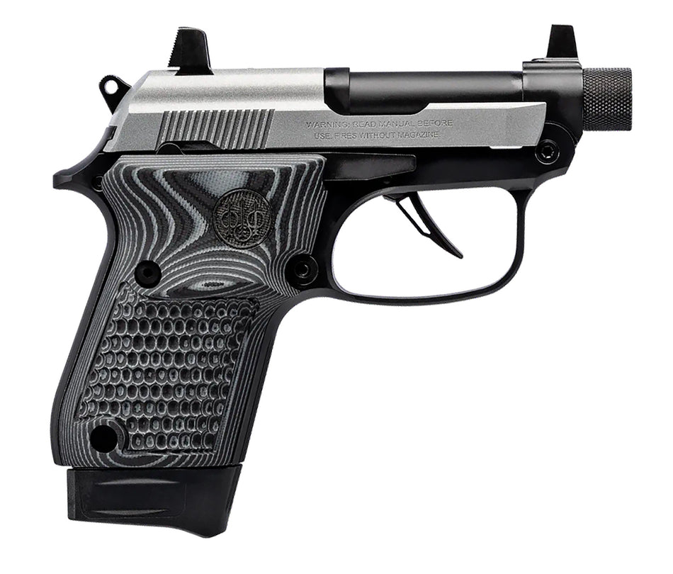 Beretta USA J20X22R8M3 20X Bobcat Bug Out Bag Micro Frame 22 LR 8+1 2.80" Black Threaded Tip-Up Barrel, Inox ELS/Serrated Slide, Black Polymer Frame w/Beavertail, Helica Texture Grip