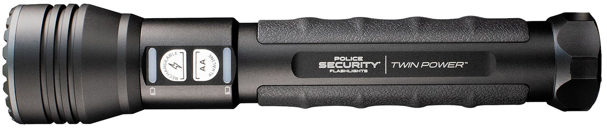 Police Security Twin Power Long Throw Flashlight Black 1000 Lumens LED