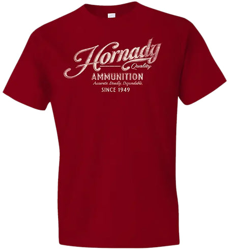 Hornady Gear 31873 Vintage Script Red Cotton Semi-Fitted T-Shirt Large