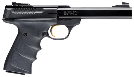 Browning 051407490 Buck Mark Standard *CA Compliant 22 LR 10+1 5.50" Slab Side Barrel, Matte Black Serrated Steel Slide & Aluminum Frame, Black Overmolded Grips