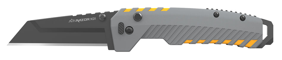 Outdoor Edge Razor XD2 XDS230AC 3" Folding Plain 420J2 SS Blade Knife, Gray/Yellow Handle