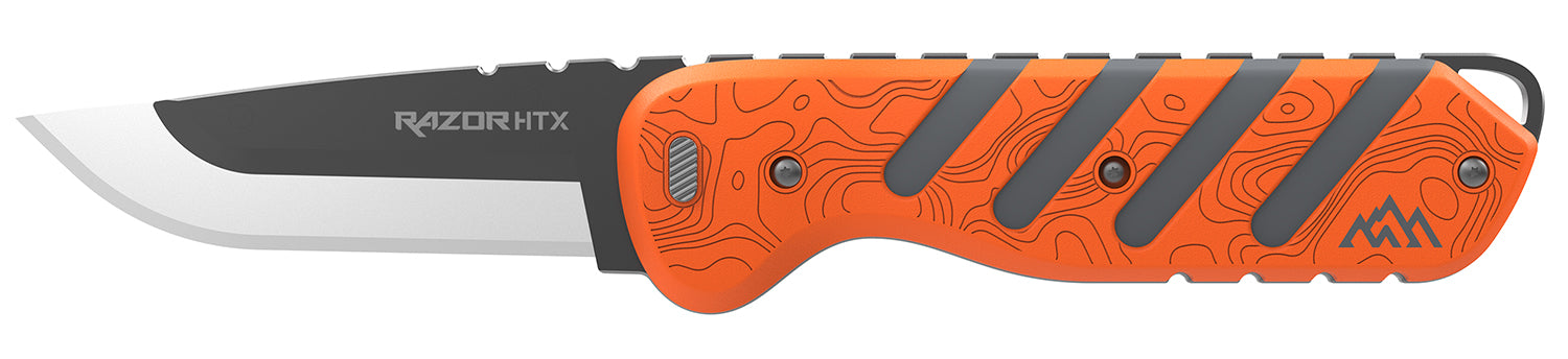 Outdoor Edge Razor HTX 3" Folding Plain Edge 420J2 SS Blade, Orange/Gray Handle