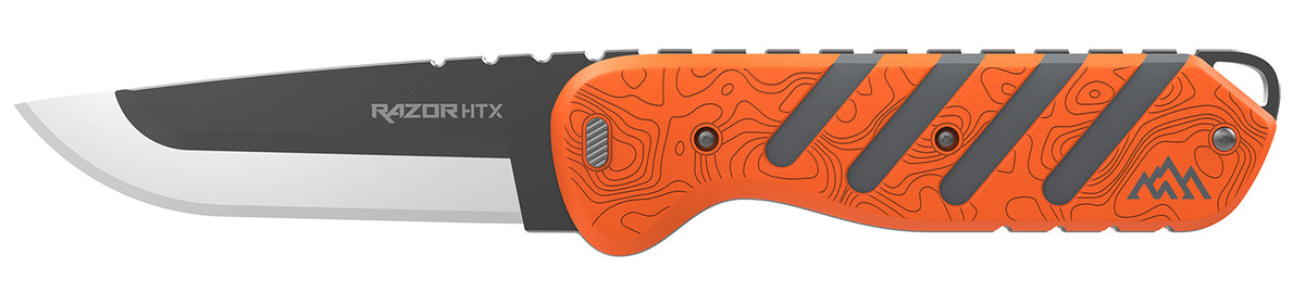 Outdoor Edge Razor HTX 3.50" Folding Plain Edge 420J2 SS Blade, Orange/Gray Handle