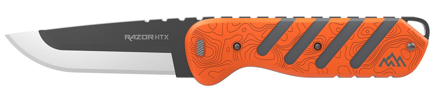 Outdoor Edge Razor HTX 3.50" Folding Plain Edge 420J2 SS Blade, Orange/Gray Handle