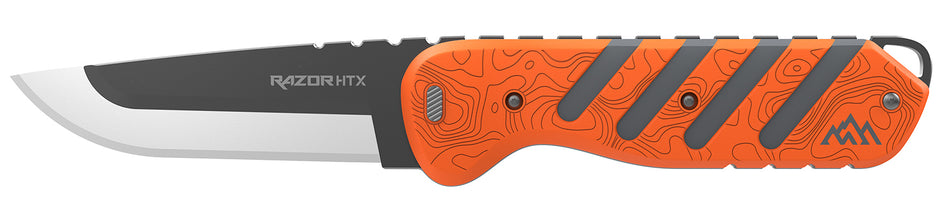 Outdoor Edge Razor HTX 3.50" Folding Plain Edge 420J2 SS Blade, Orange/Gray Handle