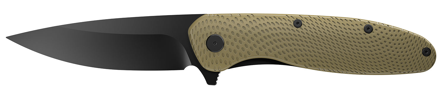 Outdoor Edge Viddux 3.15" Folding Drop Point Plain Black Oxide 4Cr14MoV Blade, Green Handle