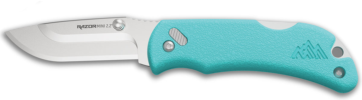 Outdoor Edge RazorMini 2.20" Folding Plain 420J2 SS Blade, Aqua ABS Polymer Handle