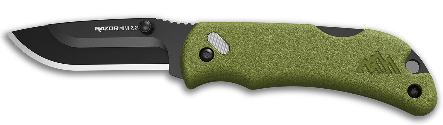 Outdoor Edge RazorMini 2.20" Folding Plain 420J2 SS Blade, OD Green ABS Polymer Handle