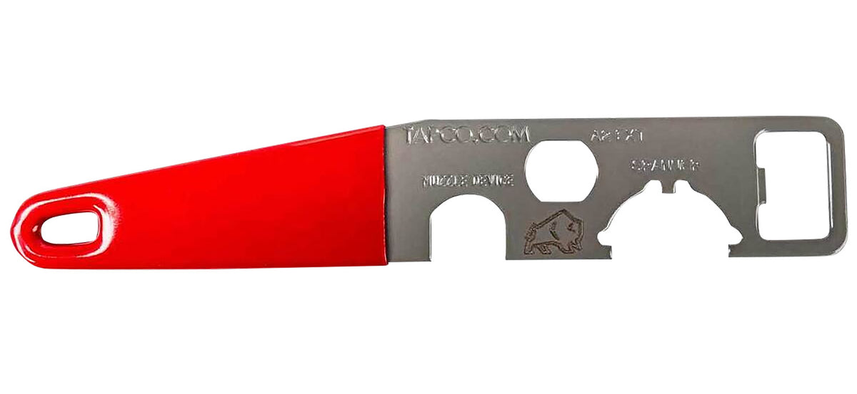 Tapco TAP22030 AR Stock Wrench Red Heat-Treated Steel with Rubber Handle Castle Nut and Flash Suppressor Tool