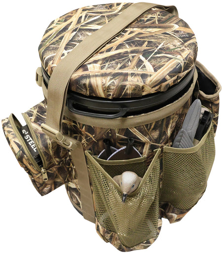 Mojo Outdoors HW2553 Dove Game Bucket Swivel Seat Mossy Oak SGB Camo with Carry Strap