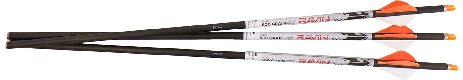 Ravin R144 XK5 Lighted Crossbow Arrows 500 Grain Pure Carbon 3 Pack