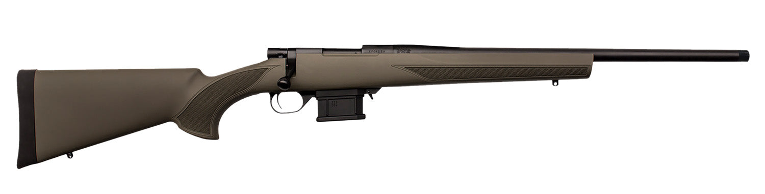 Howa HMACF65GYTH 1500 Mini Action 6.5 Grendel 20" Black Carbon Fiber Threaded Barrel, Black Drilled & Tapped Steel Receiver, Fixed HTI Green Synthetic Stock