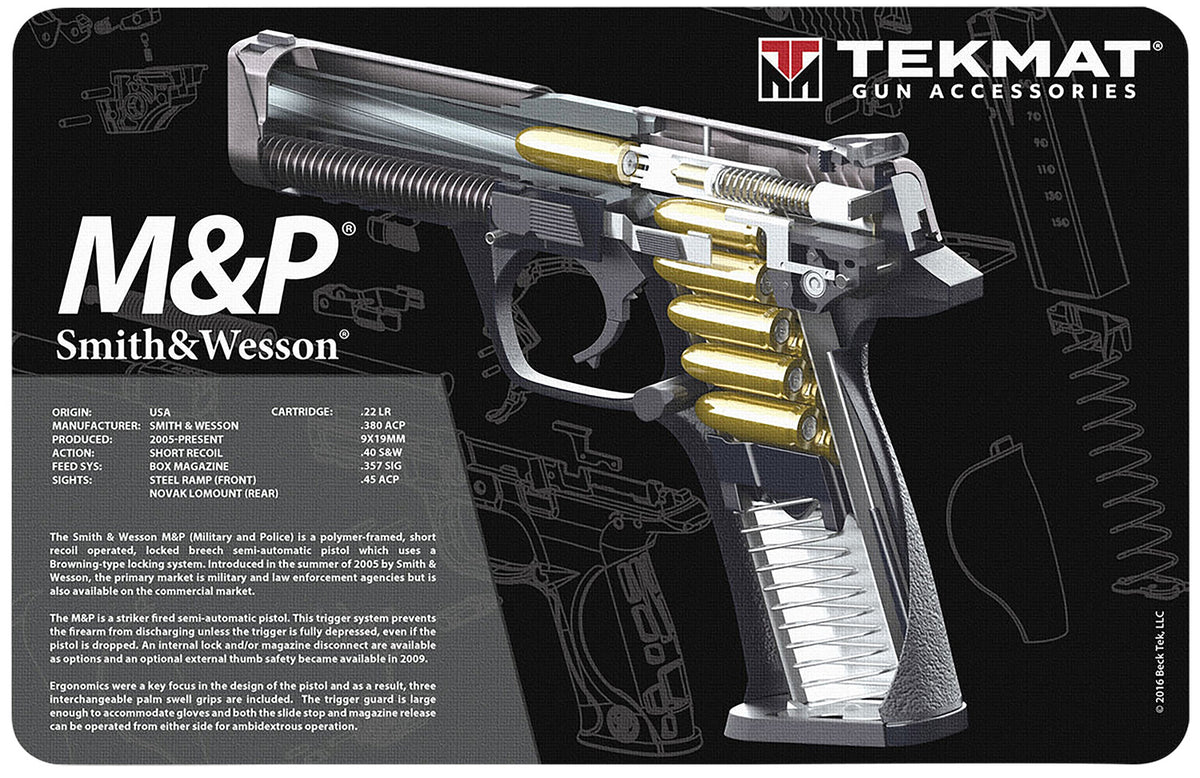 TekMat S&W M&P Cutaway Gun Cleaning Mat 11"x17" Black/White Rubber