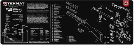 TekMat Ruger Mini-14 Cleaning Mat Black/White Rubber 12"x36" with Parts Diagram