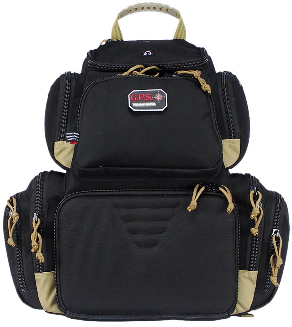 GPS Bags GPS1711BPBT Handgunner Backpack 1000D Nylon Black/Tan Holds 4 Handguns