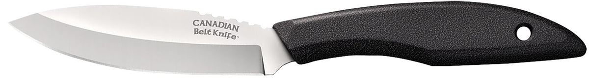 Cold Steel Canadian Belt Knife 4" Fixed Drop Point Blade, Cryo Quenched 4116 SS, Black Polypropylene Handle
