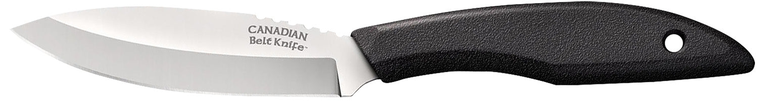 Cold Steel Canadian Belt Knife 4" Fixed Drop Point Blade, Cryo Quenched 4116 SS, Black Polypropylene Handle