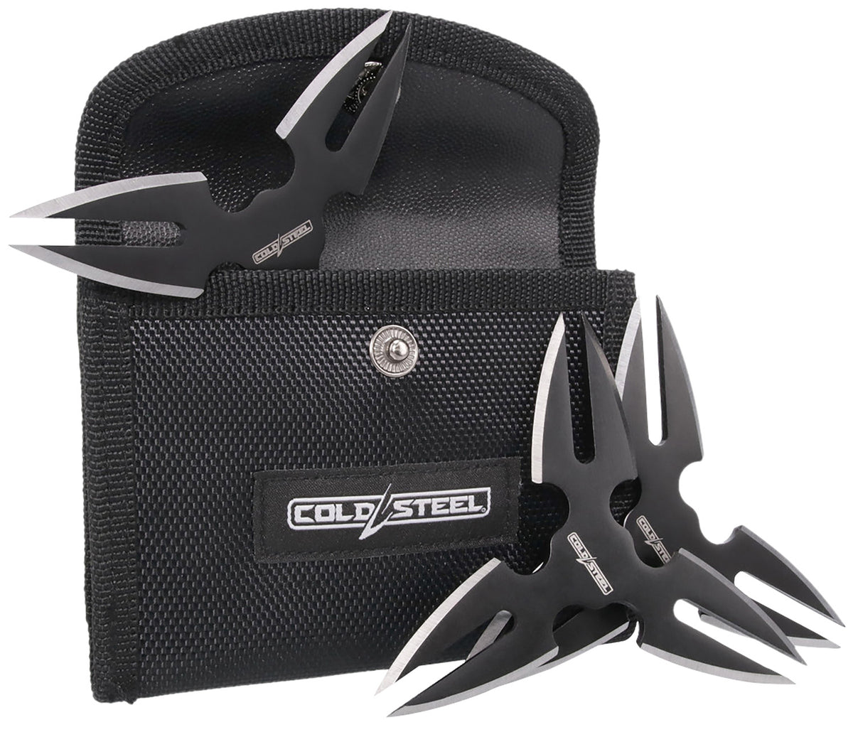 Cold Steel Throwing Stars 3-Pack, 1.50" Black Oxide 420 Stainless Steel, Includes Nylon Sheath