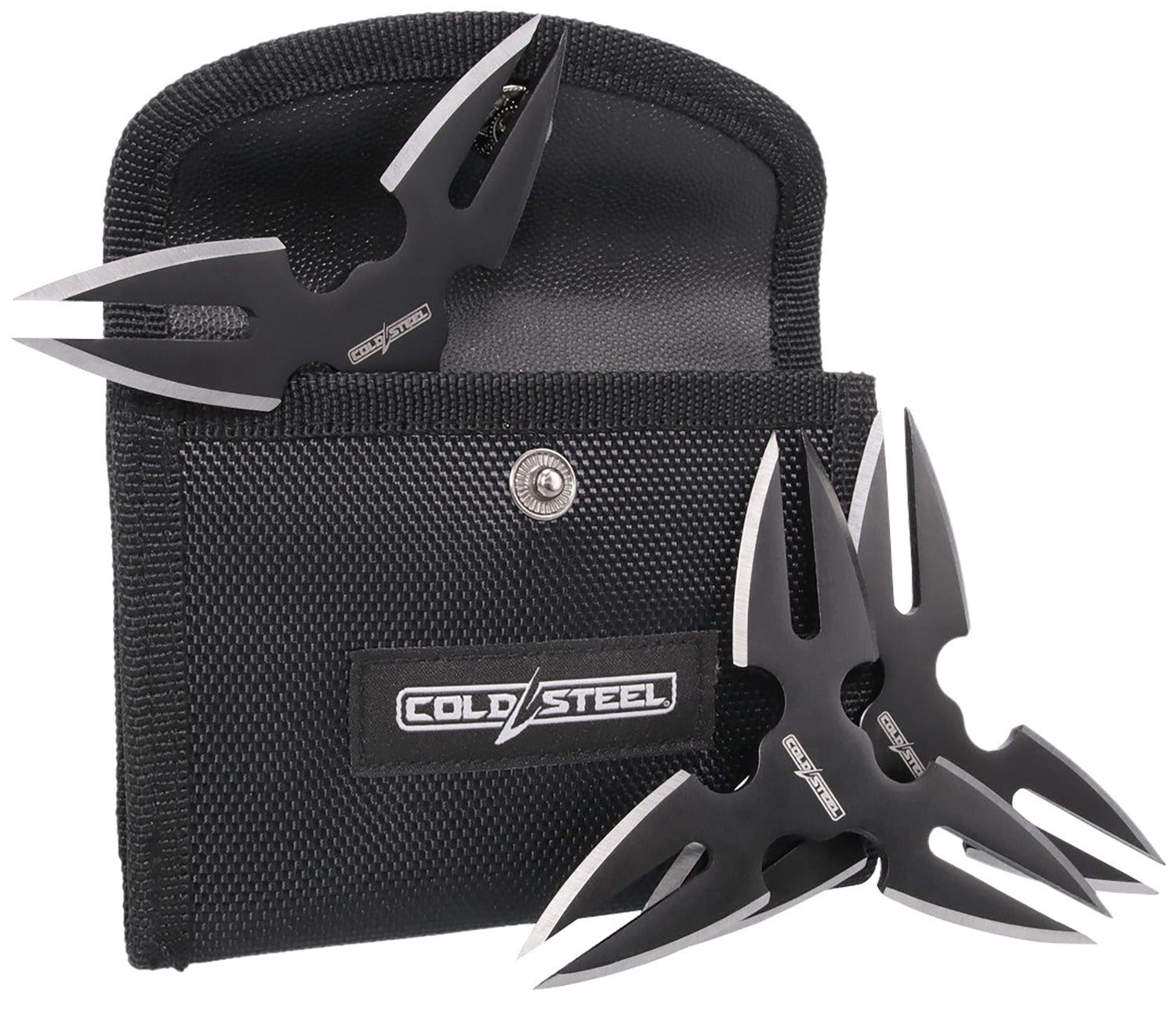 Cold Steel Throwing Stars 3-Pack, 1.50" Black Oxide 420 Stainless Steel, Includes Nylon Sheath