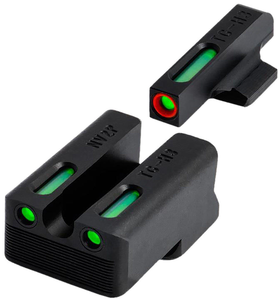 TruGlo TG13RS3PC TFX Pro Tritium Fiber Optic Orange Outline Front/Rear Pistol Sight Set Green