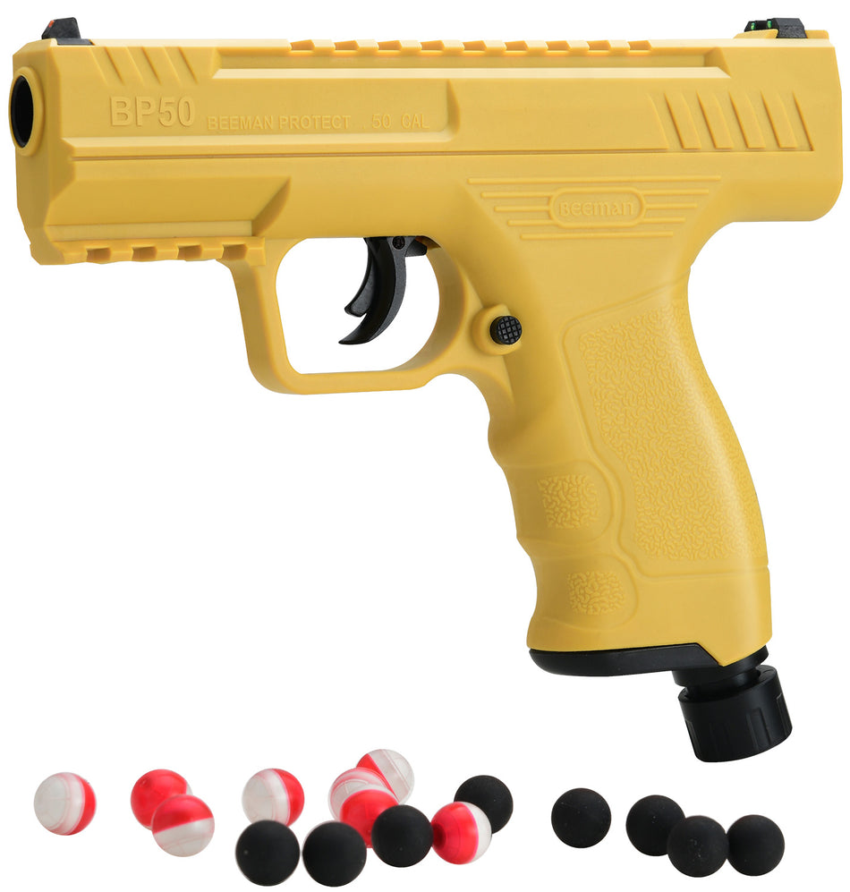 Beeman 6055 Yellow CO2 Projectile Launcher Combo 50 Cal with Pepper Balls and Steel Balls