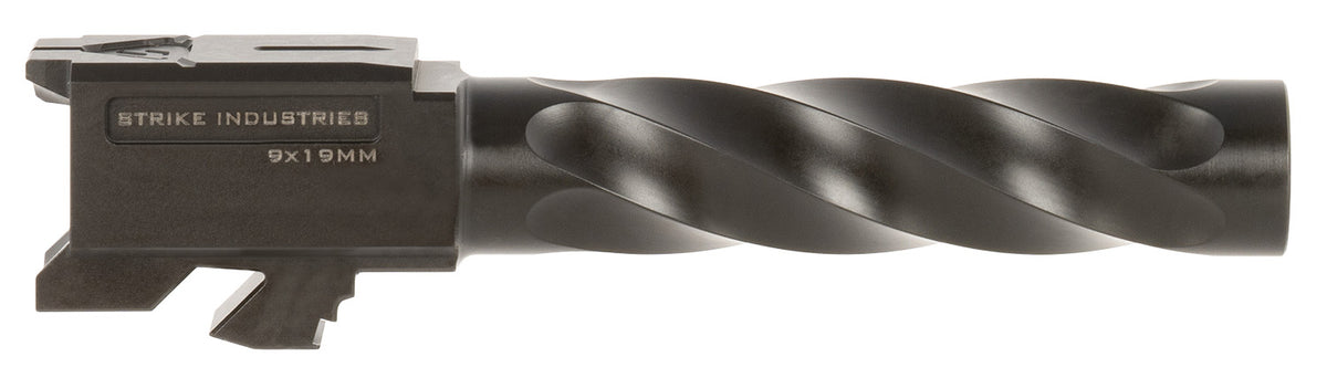 Strike Industries GBARREL19 Spiral Fluted 9mm Replacement Barrel for Glock 19 Gen3-5, Black Nitride