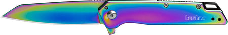 Kershaw 1365RBW Misdirect 3" Folding Knife Reverse Tanto Polished Rainbow PVD 4Cr14 Blade, Rainbow PVD SS Handle