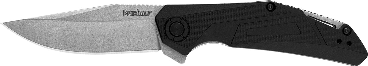 Kershaw 1370 Camshaft EDC Folding Knife 3" Clip Point Stonewashed 4Cr14 Blade, Black GFN Handle