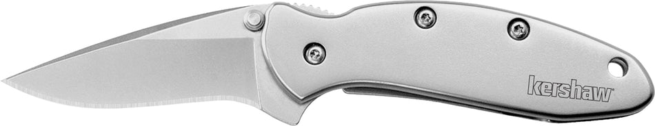 Kershaw 1600 Chive EDC 1.90" Folding Knife Drop Point Bead Blasted 420HC Blade, Bead Blasted Stainless Steel Handle