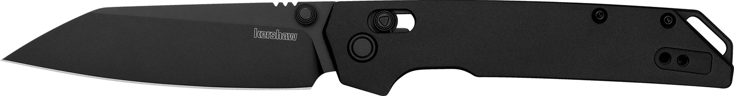 Kershaw 2038RBLK Iridium 3.45" Folding Knife Reverse Tanto Black Oxide D2 Steel Blade, Black Anodized Aluminum Handle