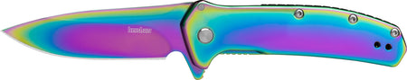 Kershaw 2044RBW Outcome 2.80" Folding Knife Drop Point Polished Rainbow PVD 8Cr13MoV Blade, Rainbow PVD Stainless Handle