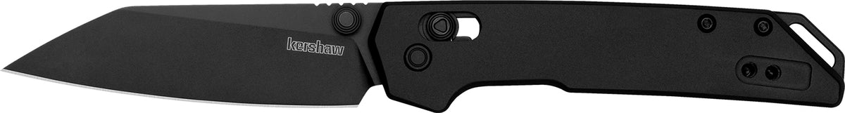 Kershaw 2051RBLK Iridium Mini 3" Folding Knife Reverse Tanto Black Oxide D2 Steel Blade, Black Anodized Aluminum Handle