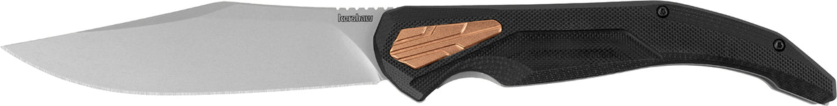 Kershaw 2076 Strata 4" Folding Cleaver Stonewashed D2 Steel Blade, Bead Blasted SS/Black G10 Handle with Copper Insert