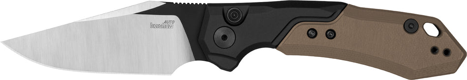 Kershaw 7851 Launch 19 Automatic 3.30" Folding Clip Point CPM 154 Satin/Black Cerakote Blade, Black Aluminum/Brown G10 Handle