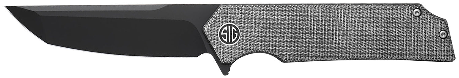 Sig Sauer Tsuru TS8BB 3.30" Folding Tanto Black PVD 154CM SS Blade, Salt & Pepper Micarta Handle
