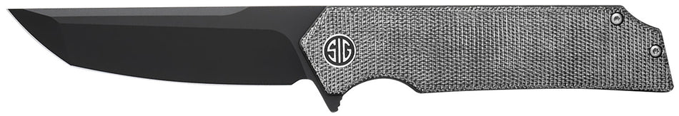 Sig Sauer Tsuru TS8BB 3.30" Folding Tanto Black PVD 154CM SS Blade, Salt & Pepper Micarta Handle