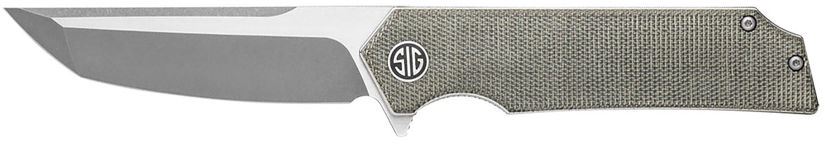 Sig Sauer Tsuru TS8SG 3.30" Folding Tanto Satin 154CM SS Blade, Green Canvas Micarta Handle