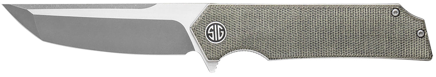 Sig Sauer Tsuru TS8SG 3.30" Folding Tanto Satin 154CM SS Blade, Green Canvas Micarta Handle