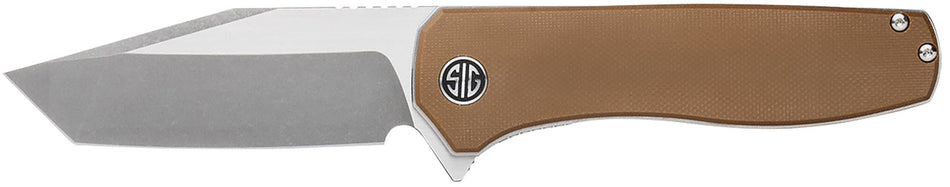Sig Sauer Xiphos XI SBRN 3.40" Folding Modified Tanto Dark Stonewash Nitro-V Blade, Coyote Brown G10 Handle