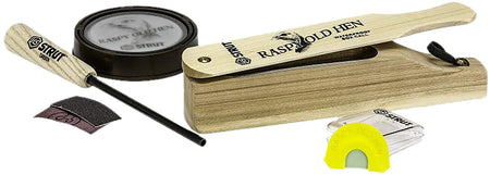 HS HSSTR06928 Raspy Old Hen Turkey Call Combo Kit Box Glass and Diaphragm